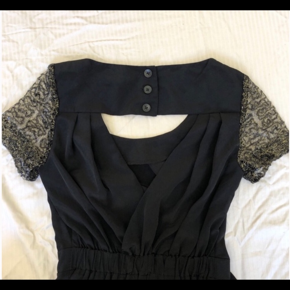BCBGeneration Gold Sequin Sleeve Romper - Picture 5 of 6
